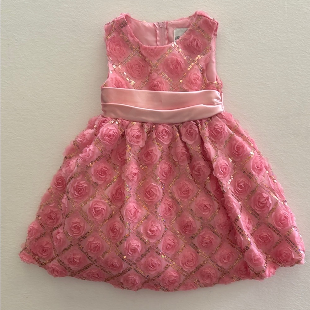 Rare Editions Peachy Pink Floral Sleeveless Dress 4T/4